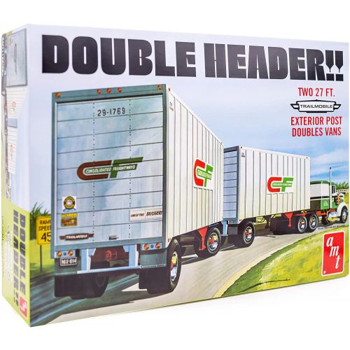 Kit de plastimodelismo para montar e pintar DOUBLE HEADER TANDEM VAN TRAILERS - escala 1/25