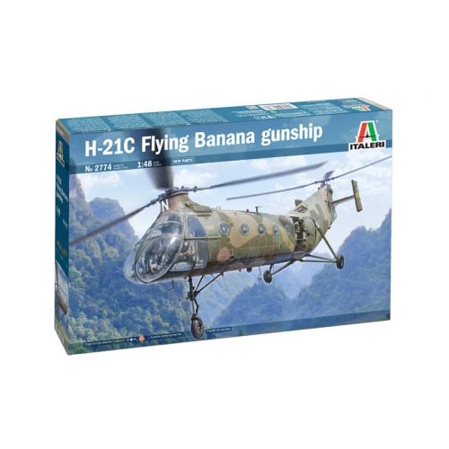 Kit de plastimodelismo para montar e pintar H-21C FLYING BANANA GUNSHIP – escala 1/48