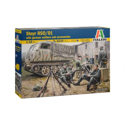 Kit de plastimodelismo para montar e pintar STEYR RSO/01 WITH GERMAN SOLDIERS AND ACESSORIES – escala 1/35