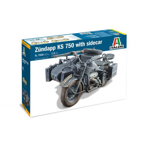 Kit de plastimodelismo para montar e pintar ZUNDAPP KS 750 WITH SIDE CAR – escala 1/9