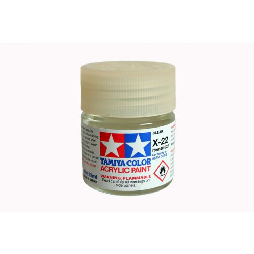 TAMIYA: Tinta Acrílica X-22 TRANSPARENTE BRILHANTE – 23ml