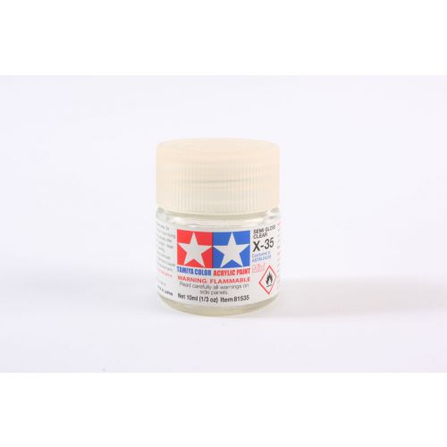 TAMIYA: Tinta Acrílica Mini X-35 TRANSPARENTE SEMI BRILHO - 10ml